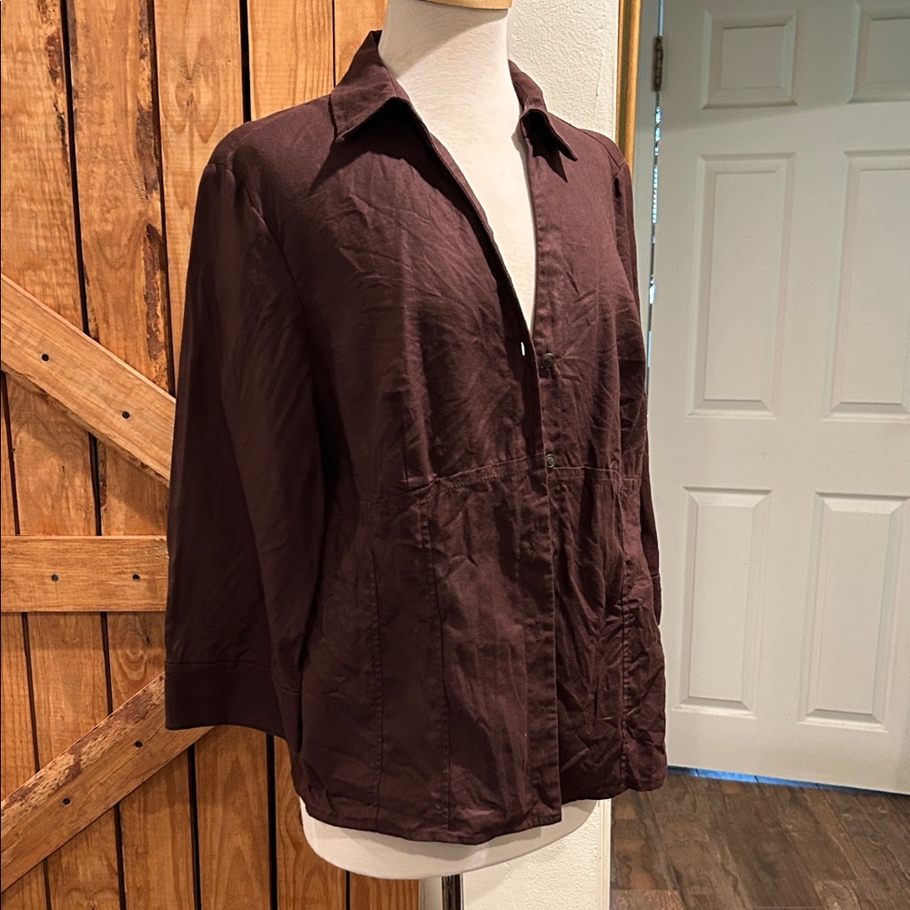 Style & Co. Women's Brown Linen Top